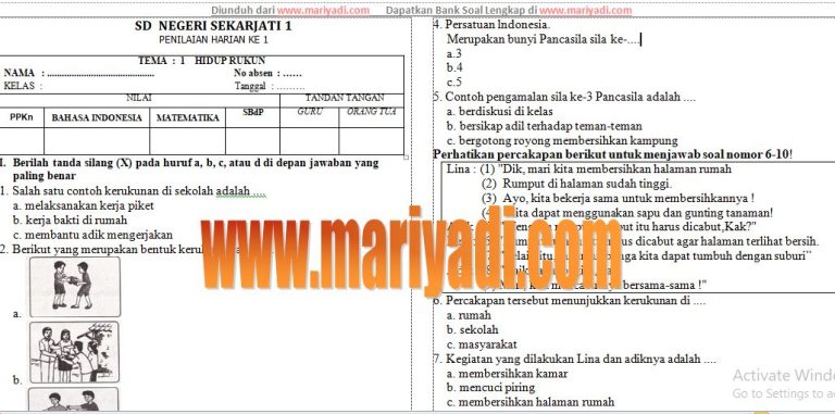 Latihan Soal Tema 1 Subtema 1 Kelas 2 Latihan Soal Tema 1 Subtema 1 Kelas 2