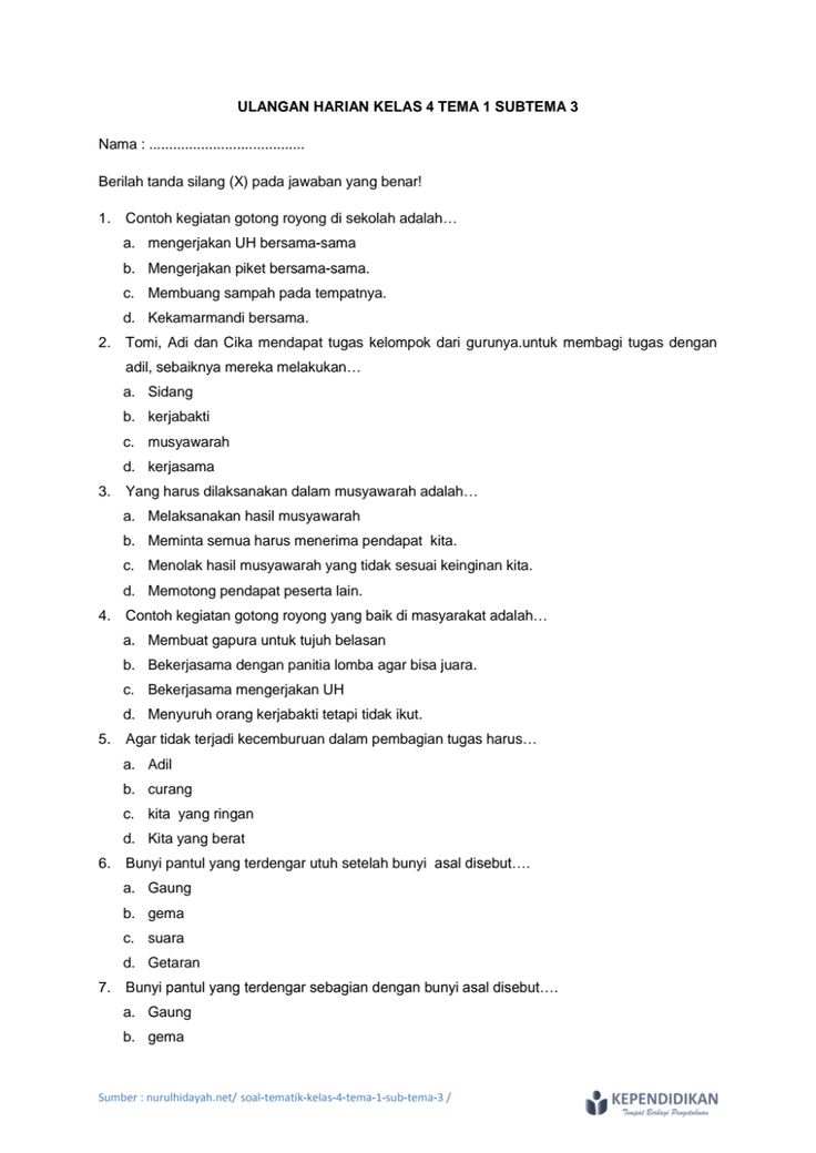 ULANGAN HARIAN KELAS 4 TEMA 1 SUBTEMA 3 pdf - Google Drive
