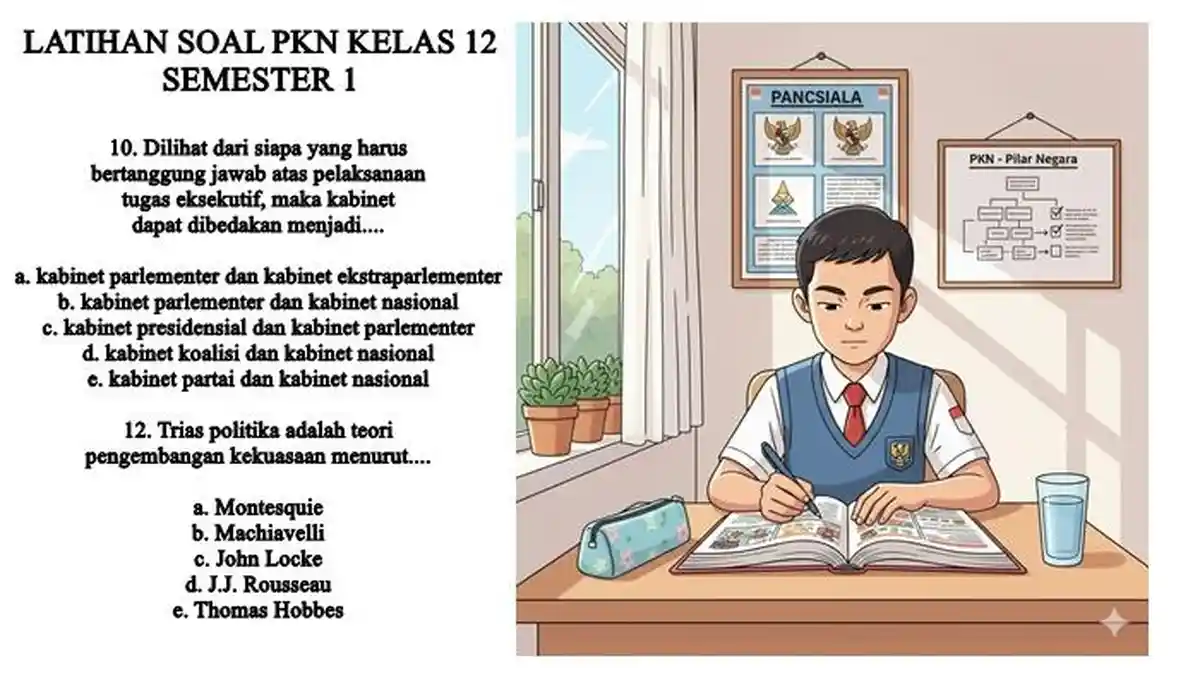 30 Latihan Soal PKN Kelas 12 Semester 1 Kurikulum Merdeka dan Kunci