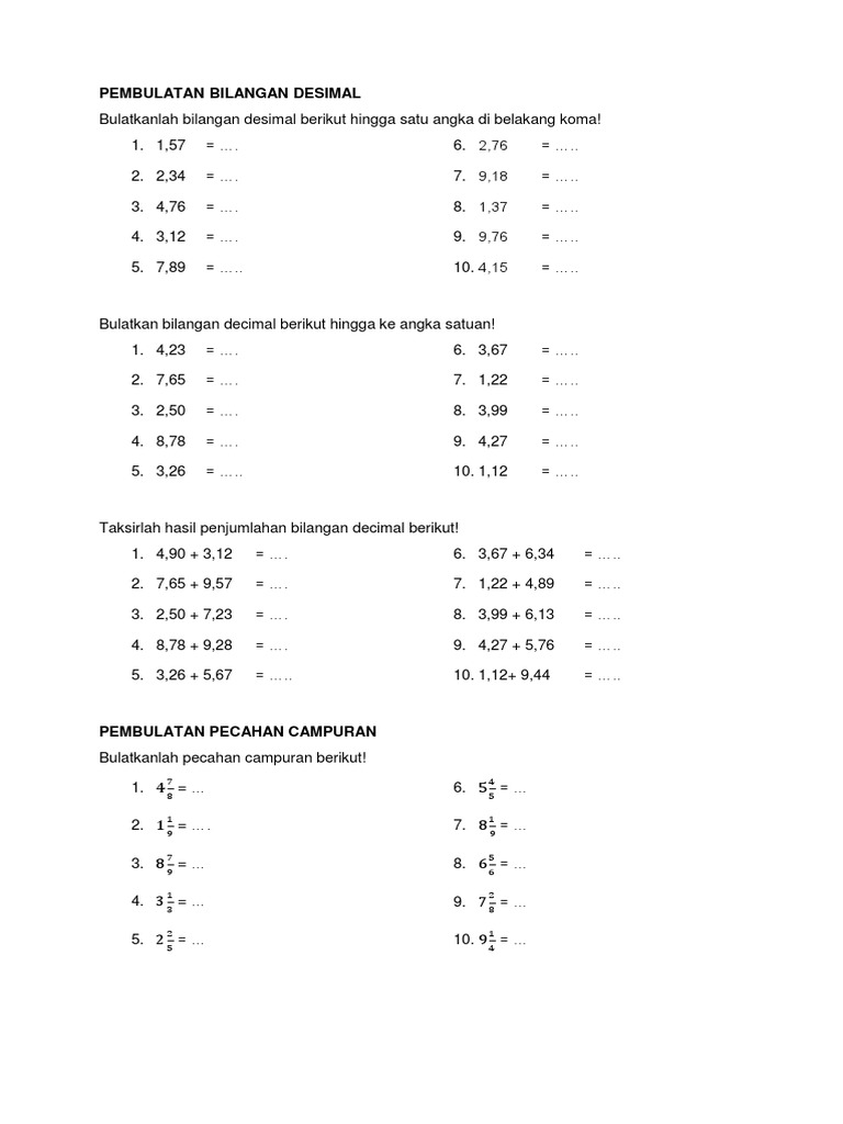 Soal Pembulatan Kelas 4 Dalchaebi