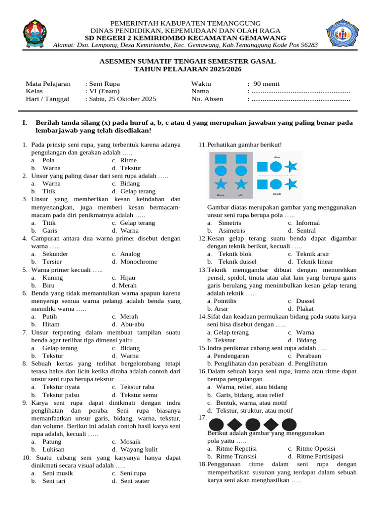 Soal Ats Seni Rupa PDF