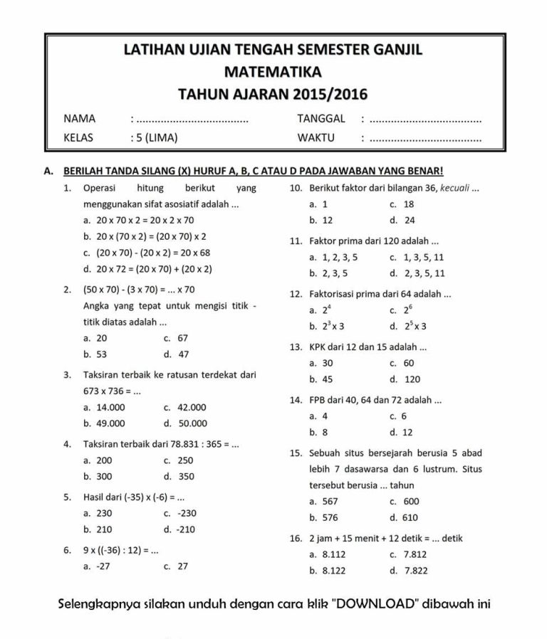5 Contoh Soal UTS Matematika Kelas 8 Semester 2 Kurikulum 2013 dan Jawabannya yang Wajib Kamu Pelajari 5 Contoh Soal UTS Matematika Kelas 8 Semester 2 Kurikulum 2013 dan Jawabannya yang Wajib Kamu Pelajari