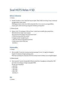 7 Contoh Soal HOTS Kelas 4 Tema 4 Sub1 yang Wajib Dikuasai Sebelum Ulangan