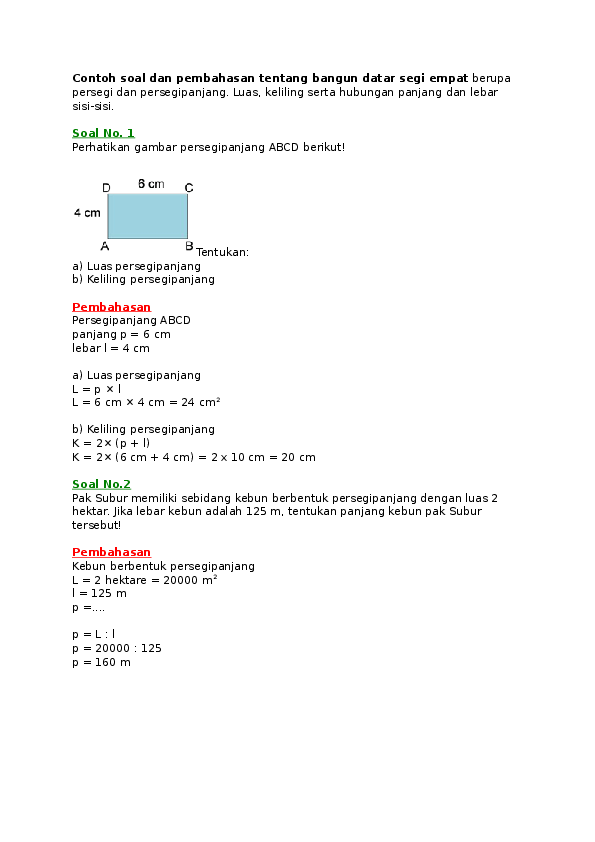 Soal Bangun Datar Kelas 4