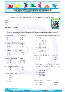 7 Contoh Soal HOTS Pilihan Ganda Matematika SD Kelas 4 yang Sering Muncul di Ujian Sekolah