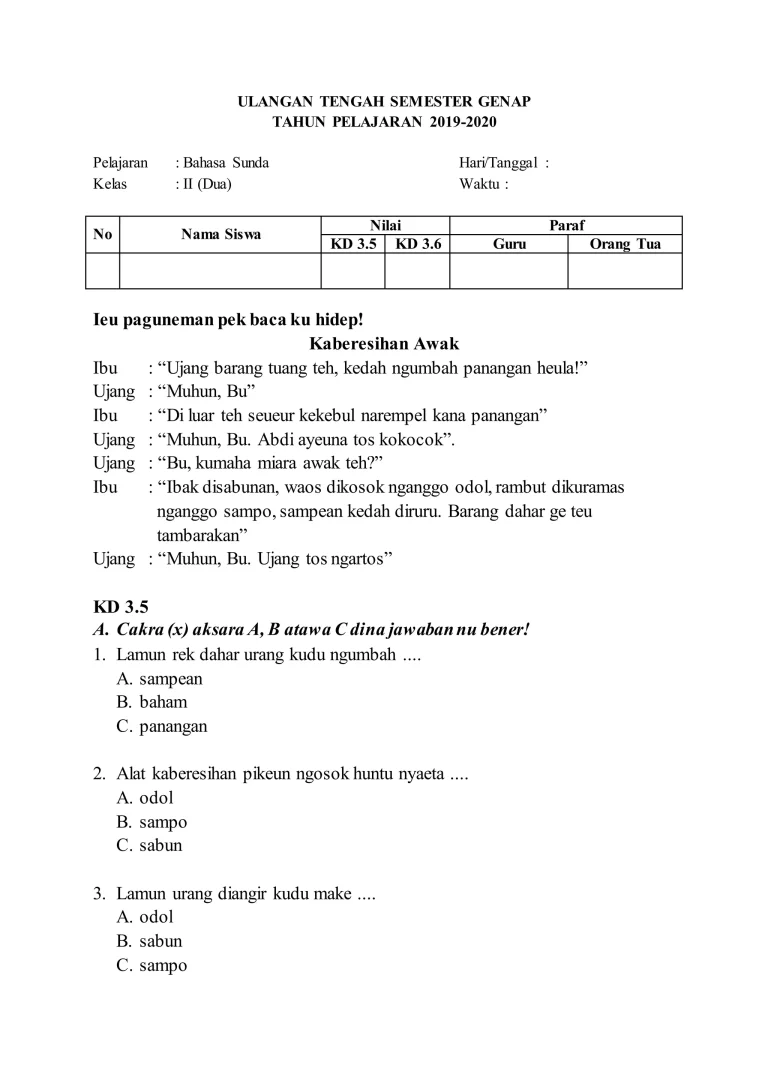 Cintoh Soal UKK Kelas 2 SD Bahasa Sunda Ternyata Bisa Bikin Anak Jago, Ini 5 Rahasia Belajar Efektifnya Cintoh Soal UKK Kelas 2 SD Bahasa Sunda Ternyata Bisa Bikin Anak Jago, Ini 5 Rahasia Belajar Efektifnya