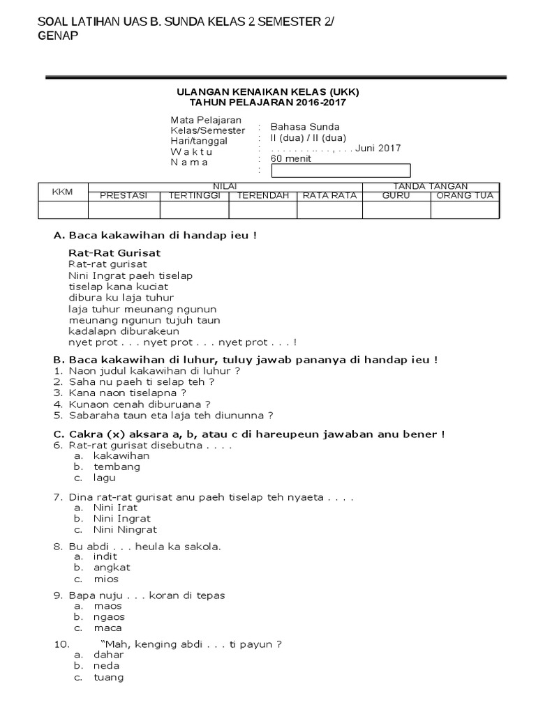 Soal UKK KELAS 2 SUNDA PDF