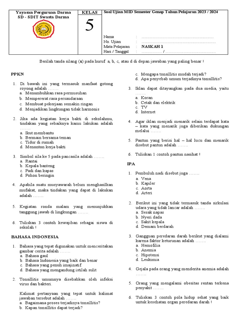 Jangan Sampai Keliru Belajar, Ini Cntoh Soal Kelas 5 Akhir Semester 2 yang Sering Muncul dan Wajib Dikuasai Siswa