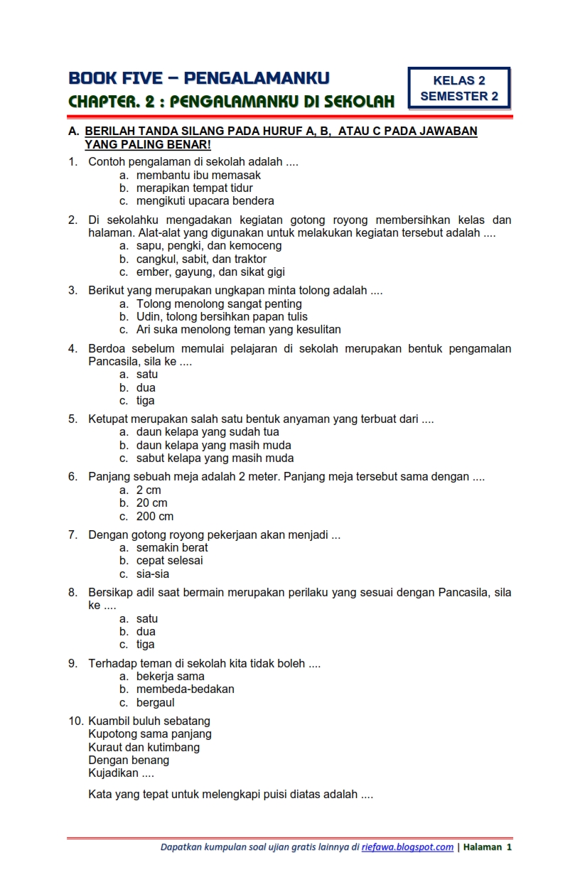 Sebelum Ujian 5 Tips Ampuh Menguasai Kumpulan soal tematik kelas 4 beserta kunci jawab