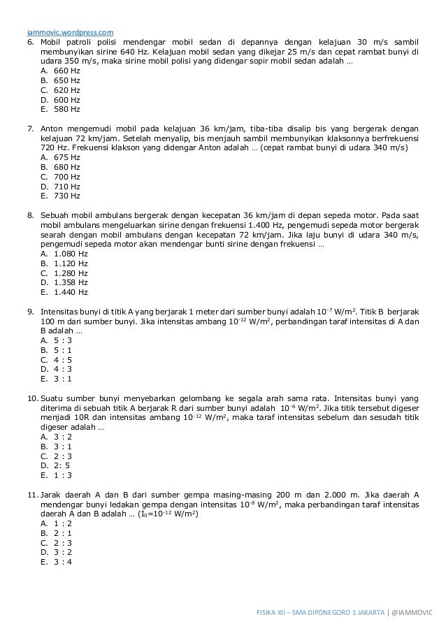 Ternyata 3 Kunci Jawaban Soal Fisika Bunyi Kelas 3 SMA Marthen Kanginan 2026