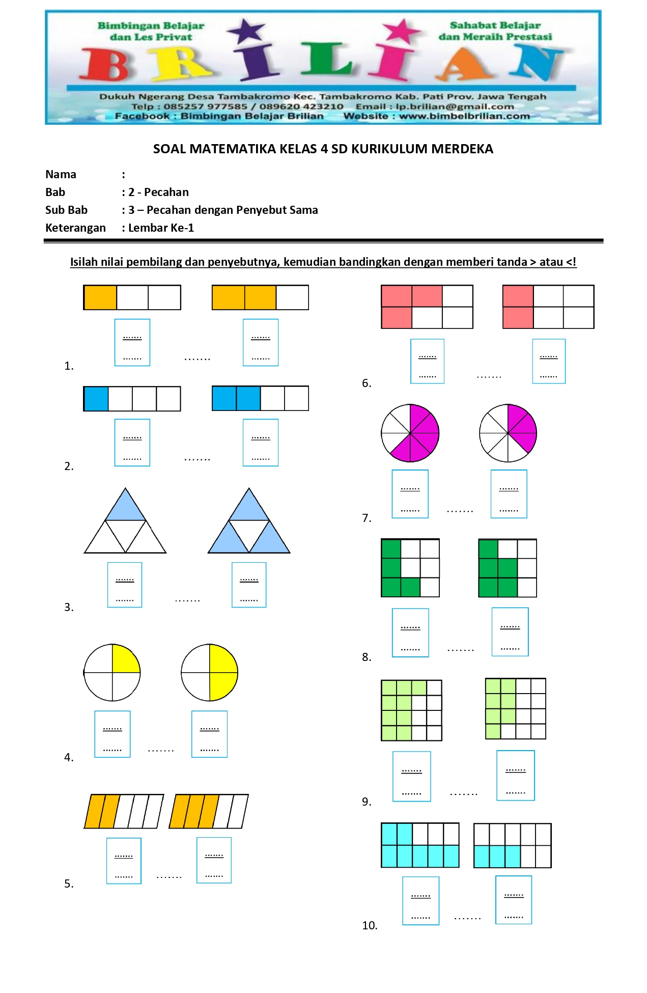 Soal Latihan Matematika Kelas 4 SD Soal Latihan Matematika Kelas 4 SD