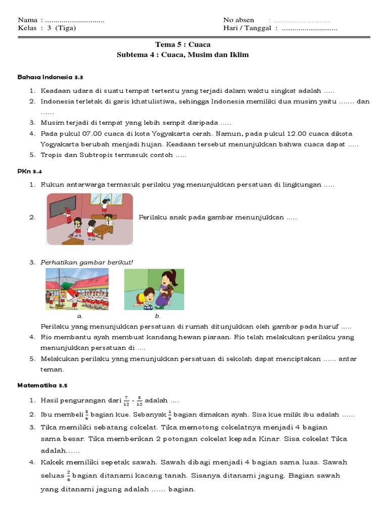 Wajib Tahu Kumpulan Soal Tematik Kelas 3 Tema 5 Subtema 4 yang Sering Muncul di Ujian, Lengkap dengan Kunci Jawaban