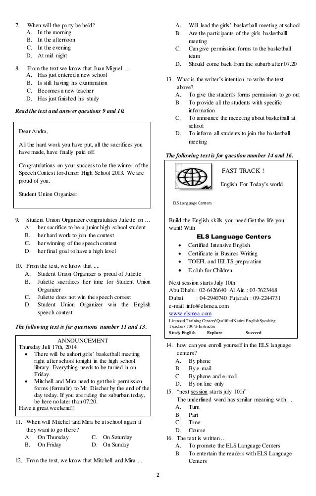 Bocoran Soal Bahasa Inggris Kelas 9 Semester 1 dan Kunci Jawaban yang Wajib Kamu Tahu
