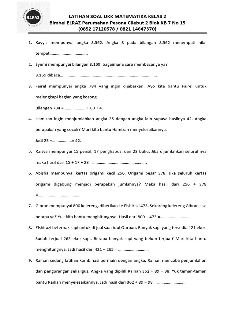 Rahasia Nilai Sempurna Lewat Latihan Soal UKK Kelas 2 SD Matematika Terbaru
