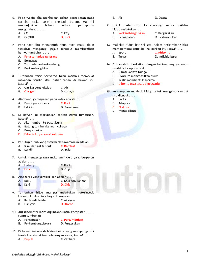 Rahasia Skor Sempurna Latihan Soal UKK Kelas 7 Semester 2 Kurikulum 2013 Biologi