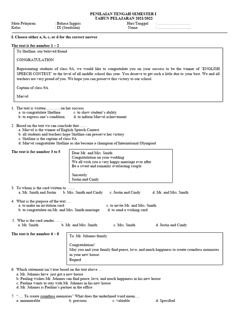 Rahasia Skor Tinggi Bocoran Soal Bahasa Inggris Kelas 9 Kurikulum 2013 Semester 1